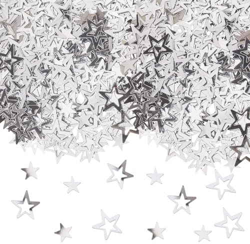 GoldRock Glitzer Streudeko Sterne Silber,Glitzersterne Konfetti Weihnachten,Streusterne Groß,Streudeko Weihnachten Silvester,Stern Konfetti,Tischdeko Geburtstag Hochzeit,Weihnachtskonfetti Stern Deko