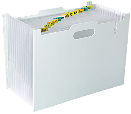 DoocliB Dokumentenmappe A4,Fächermappe Ordnungsmappe erweiterbar Taschen Erweitern Dateiordner 13Fächer A4, Akkordeon Ordner Tragbar,Sortiermappe für Zuhause oder Büro Dokumente (Hellgrau)