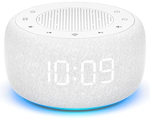 BUFFBEE Radiowecker für das Schlafzimmer - Hochwertiger Sound für das Radio, 4 Wecktöne, 7-farbiges Nachtlicht, Vollbereichsanzeige mit Dimmer für den Nachttisch (Weiß)