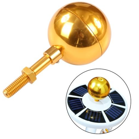 Sileduove 1 Stück Fahnenmast Spitze Kugel, Outdoor Fahnenmast Ball Topper Ornament 3 Zoll Gold Eloxiertes Aluminium-Finish
