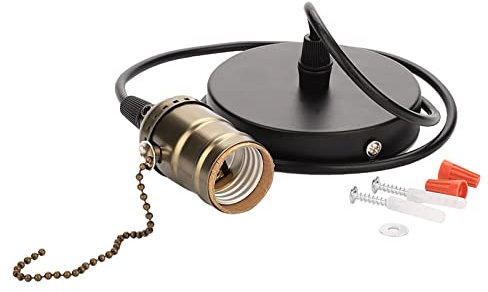 Gonyscag E27 Supporto per Lampada a Sospensione Vintage con Interruttore a Catena, Base della Lampada Montata a Soffitto(Bronzo)