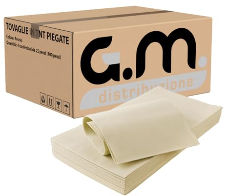 G.M. DISTRIBUZIONE 100 Tovaglie in TNT 100x100cm Colore AVORIO, Tovaglie Coprimacchia in TNT Tessuto non Tessuto Ideali per la ristorazione vari colori