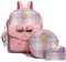 MACCINELO Niedliches 3-teiliges Set aus PU-Leder, Mini-Geldbörse, Schultertasche für Damen, Teenager, Mädchen, Rucksack für Damen, Nylon, Rosa