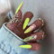 Mgmxbsth 24Pcs Almond False Nails - Yellow Cosplay Press On - Y2K Full Cover Stick On - French Fake Nail Art for Women and Girls (Fluorescent)