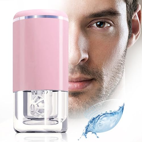 Tragbarer Ultraschall-Kontaktlinsenreiniger mit USB-Ladeger?t und Einweichbeh?lter, weich, farbig, hart, RGP, Ok-Linse, Rosa