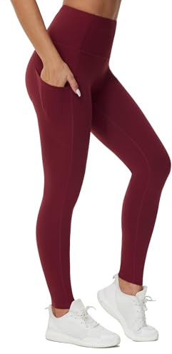 THE GYM PEOPLE Damen Dicke Sport Leggings High Waist Yogahose mit Taschen | Blickdicht, Seitentaschen, Innentasche, Flatlock-Nähte, 4-Wege-Stretch, Atmungsaktiv, Camel-Toe-Proof, Laufen Fitness Pilates