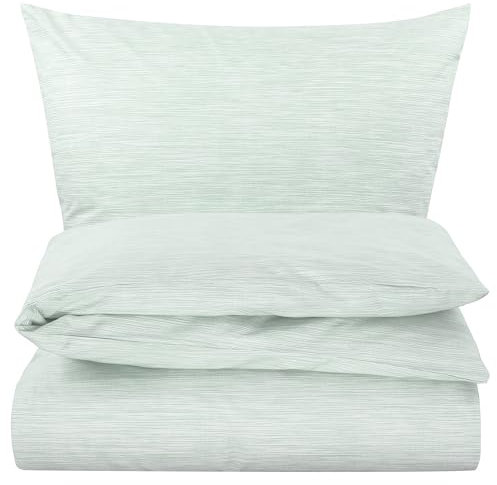 Carpe Sonno Bettwäsche 240x220 - Renforce aus 100% Baumwolle – Uni Bettzeug in Melange Optik - Ganzjahresbettwäsche mit Bettbezug und Kissenbezug in Hotelqualität - Grün einfarbig