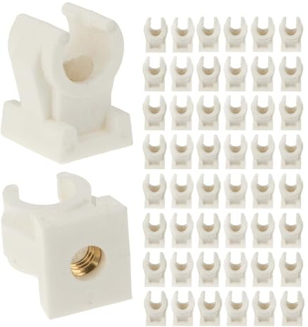 tecuro 50 Stück Rohrclip Rohrschelle Klemmschelle einfach 10mm - mit Messing Gewindebuchse M6, aus Kunststoff - Weiß, für Rohre und Schläuche Ø 10 mm
