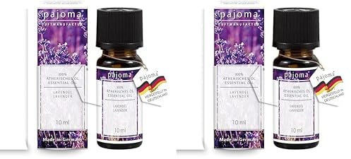 pajoma® Duftöl 10 ml, Lavendel | 100% Naturrein Ätherisches Öl für Aromatherapie, Duftlampe, Aroma Diffuser, Massage, Naturkosmetik | Premium Qualität (Packung mit 2)