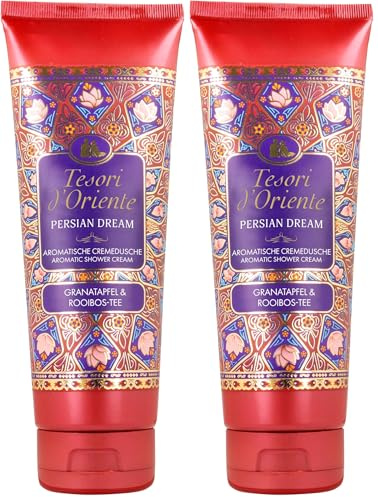 TESORI D’ORIENTE d'Oriente Cremedusche 'Persian Dream', 250 ml, aromatisches Duschgel mit Granatapfel & Rooibos-Tee, Duschcreme zur Körperpflege, Ritual für Körper & Sinne (Packung mit 2)