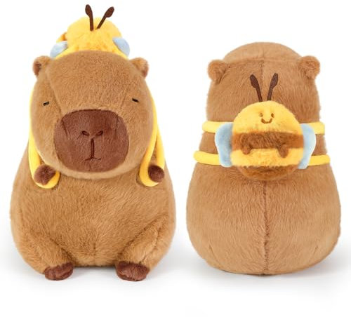 shownicer Plüschtier Capybara Kuscheltier Stofftier Kawaii Capybara Plüsch Kissen Spielzeug Wurfkissen Geschenk für Kinder Mädchen 3+ Jahre (Biene, 45cm)