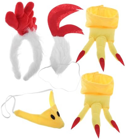 Garneck 1 Satz Hahn-anziehset Hahn-haarbänder Hühnernase Kostüm Hühnermaske Küken-festival-stirnband Tier Verkleiden Hühnerstirnband Und Schnabel Huhn Kostüm Für Erwachsene Stoff