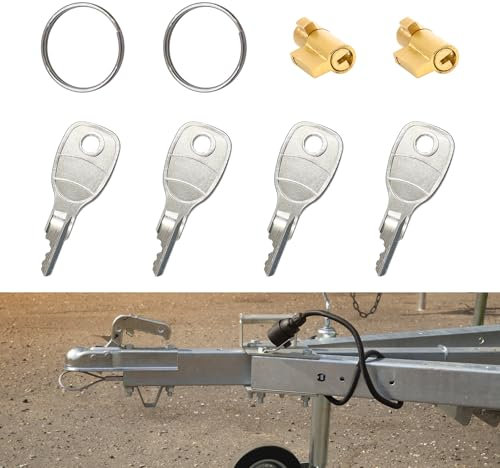 INNAL 2 Pieza Cerraduras de Remolque con 4 Llaves,Candado para acoplamientos,Cerradura de Vaso para Enganche,Cerradura Antirrobo Especial Compatible con Remolque Earth Daxara Maypole.