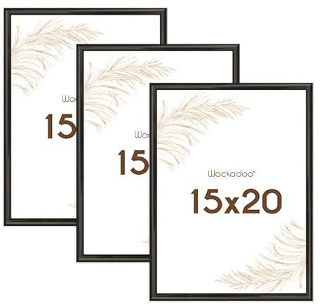 Wackadoo Bilderrahmen 15x20 Schwarz 3er Set Fotowand Fotorahmen aus leichtem Kunststoff mit Glas Picture frame Poster