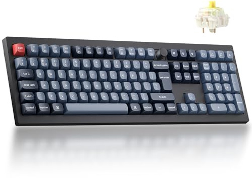 Keychron V6 Max Full-Size Wireless Custom Mechanical Keyboard - Gateron Banana Tactile Switch, QMK Programmable, 2.4 GHz/Bluetooth Connectivity (UK Layout) Compatible with Mac Windows Linux - Black