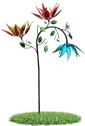 DAWCBVJQ 180 X 30 X 15 cm Blumen Windspiel Eisen Sonnenblumen Windspiel Solar Metall Windrad Solar Windspiels Windräder for Hof Und Garten Windskulptur Für Terrasse, Rasen Und Garten, Gartendeko