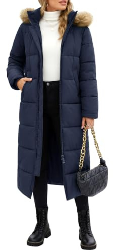 Tuopuda Manteaux Femme Long Manteau d'hiver Chaud pour Femme Blouson Hiver à Capuche Manches Longues Epaissé Vêtement d'extérieur d'hiver Rembourré Coupe-Vent