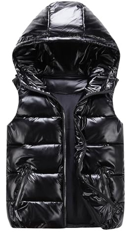 Fulidngzg Piumino Smanicato Uomo Donna 100 Grammi Invernale con Cappuccio e Zip Finitura Lucida Gilet Imbottito Trapuntato da Lavoro Leggero Casual Primaverile per Sportivo 2025