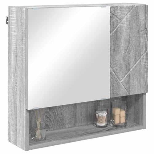 vidaXL Mirror Cabinet Grey Sonoma 59 x 17 x 55 cm Engineered Wood, Modern Bathroom Mirror Cabinet, Rectangular Storage Unit, Compact Designer Furniture, Functional Indoor Wall Organizer