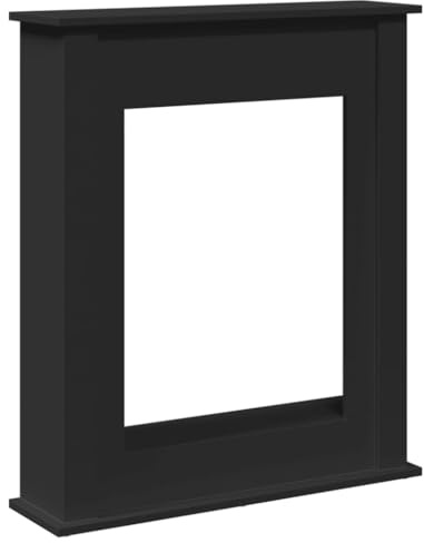 SDWEHBJ Kaminumrandung, Moderner Kaminsims, Traditionelle Holzkonsole, Lagerregal mit Dekorativer Zierleiste für Wohnzimmer, Schwarz 75x20x87,5 cm Holzwerkstoff