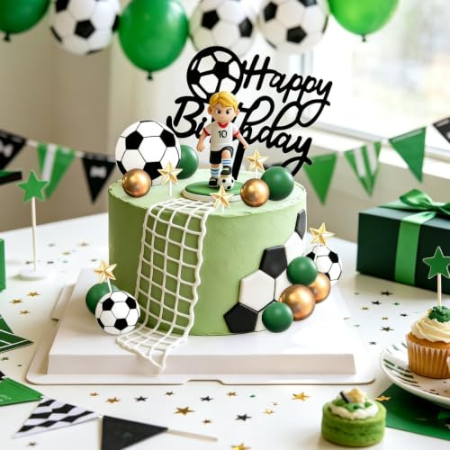 Soccer Cake Topper Soccer Ball Player Cake Decor Football Cake Decoration | for Men Soccer Sport Theme Birthday Party Supplies