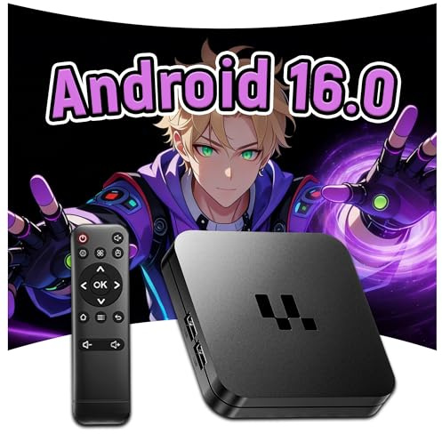 Y1 Android 16.0 Box Android TV Box,2,4G/5G WiFi+Bluetooth+Ethernet,4K Ultra HD Smart TV Stick mit Infrarot Fernbedienung,2GB RAM + 16GB ROM