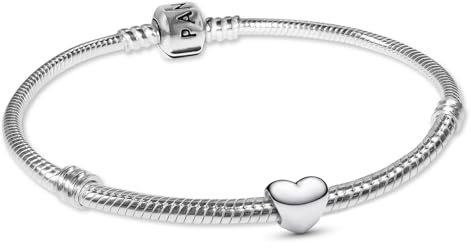 PANDORA Damen-Armband Silber Starterset mit Mini Herz 21492 | Schmuck Bundle mit Charm für Frauen als Zeichen der Liebe, romantisches Geschenk-Set