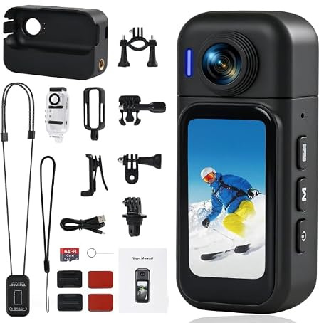 Hiwoor Action Camera, POV Mini Camera, Waterproof 30M, WiFi