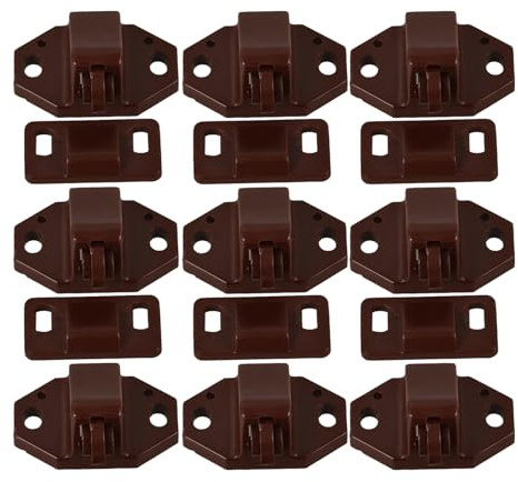 HAKIDZEL 20pcs Plastic Cabinet Door Latches with Double Roller Catch, Classic Style, Light Weight and Easy Installation, Suitable for Furniture and Interior Doors in Coffee Colour