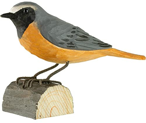 WILDLIFEGARDEN WG4417 DecoBird Gartenrotschwanz - Handgeschnitzter Dekorative Vogel aus Holz - Kleine Europäische Vögel