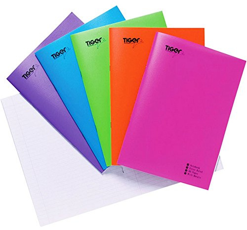 A5 Strong Plastic Notepad Feint Ruled 80 Page Lined Paper Exercise Notebook with Bright Cover