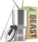Beast Thermobecher 550 ml - Silber I Mehrweg Thermo Kaffeebecher To Go mit 2 Strohhalmen & Reinigungsbürste I Doppelwandiger Trinkbecher aus Edelstahl I Perfekt für Kaffee oder Eiskaffee I BPA-frei