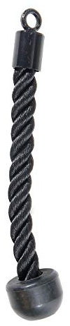 Power Systems Single Tricep Rope Attachment with Rubber Stopper for Cable Machine Systems, 15 x 1.25 Inches, Black (50735)