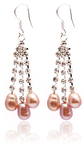 Sweet & Happy Girl's Store 5-6mm - 7-8mm Perle baumeln Ohrringe Sterling Silber Haken