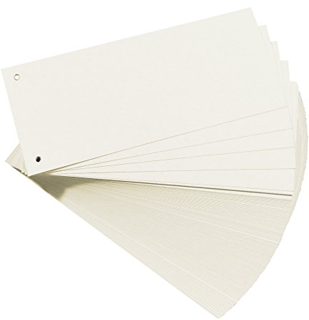 2er Pack (2 x 100 Stück) Trennstreifen weiß gelocht rechteckig Trennblätter Ablagestreifen Aktenstreifen Aktenschilder