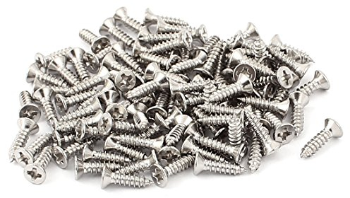Sourcingmap Stainless Steel Flat Head Phillips Self-Tapping Screw 12mmx3mm 100Pcs