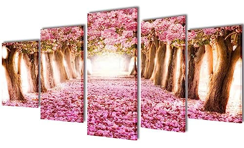 vidaXL 5tlg. Leinwand Bild Kunstdruck Wandbild Bilder Set Kirschblüten 200x100cm