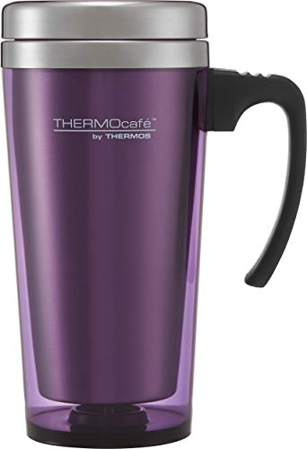 THERMOcafé by THERMOS Translucent Travel Mug, Purple, 420 ml, Translucent Purple Translucent Travel Mug, 1 Count (Pack of 1)