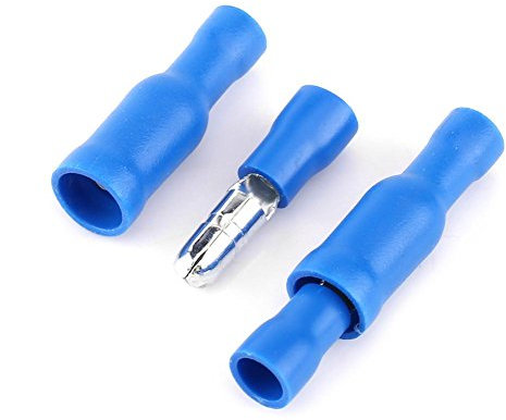 Delaman 50 PCS Connettori a Crimpare, Terminale Proiettile, Connettori a Proiettile MPD (FRD) 1.25-156 Pallottola Connettore Isolato Spremuto Freddo Capicorda 25 Paire Maschi + Femmine(Colore : Blu)