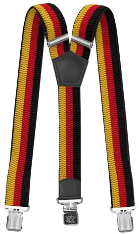 Fabio Farini - 4 cm breiter Hosenträger Y Form für Herren - Schwarz Rot Gold