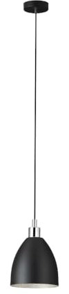 EGLO Pendelleuchte Mareperla, Hängelampe für Wohnzimmer und Esstisch, hängende Esszimmerlampe aus Metall in schwarz mit Innenseite in Kristall-Optik, E27 Fassung, Ø 18 cm