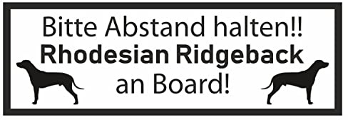 Samunshi® Aufkleber Rhodesian Ridgeback an Board - Schild Sticker Hinweisschild Warnschild Vorsicht Hund 30 x 10,5cm Rhodesian Ridgeback an Board schwarz