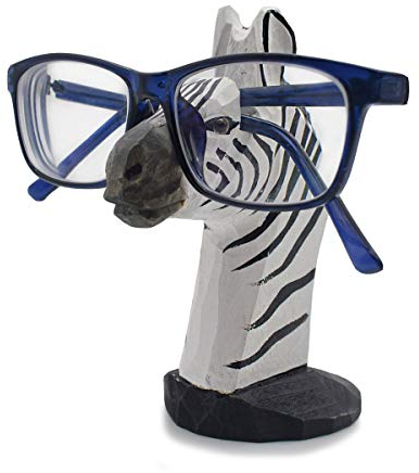 VIPbuy Lustige Brillenhalter Holz Handgeschnitzt Brillenständer Tierform Sonnenbrillenhalter und Brillenablage Gläser Aufbewahrung Geschenk für Kinder Schreibtisch Heimbüro Deko (Zebra)