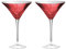 Artland - Alpine Martini Glasses - Set of 2 - Red Electroplated Design - Festive Martini Glasses for Celebrations
