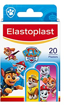 Elastoplast Paw Patrol Pflaster, verschiedene Größen (20 Pflaster), farbige Erste-Hilfe-Pflaster für Kinder, Kinderpflaster mit Paw Patrol Designs, verschiedene Größen, Hautfreundliche Alltagspflaster