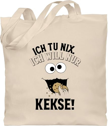 Baumwolltasche - Karneval & Fasching - Taschen - Ich tu nix Ich will nur Kekse I Krümelmonster I Keksmonster - Unisize - Naturweiß - kamellebeutel faschings keks jutebeutel wurfbeutel karnevals