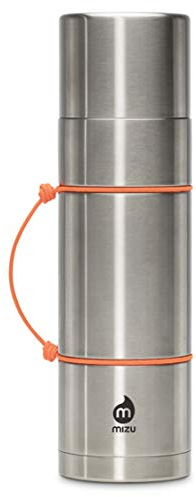 Mizu D7 625 ml Vakuumisolierte Edelstahl-Flaschen-Thermoskanne | schmale Öffnung mit auslaufsicherem Verschluss + Becherdeckel, Edelstahl, Einheitsgröße