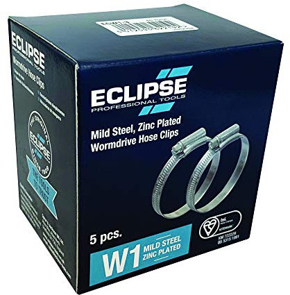 Eclipse Professional Tools ECW1-4 Eclipse W1 Lot de 5 colliers de serrage à vis sans fin en acier doux 70-90 mm