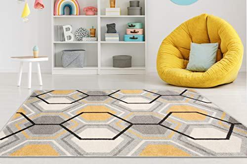 Carpeto Groß Teppich Wohnzimmer 300x400cm Anthrazit Grau Geometrisch Weich