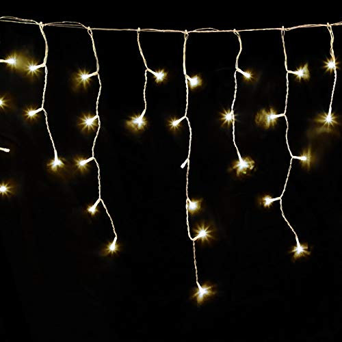 MAURER 5490325 Guirnalda Cortina 3x1 Metros 115 Leds Blanco Calido Luz Navidad Interiores y Exteriores Ip44. Cable Transparente